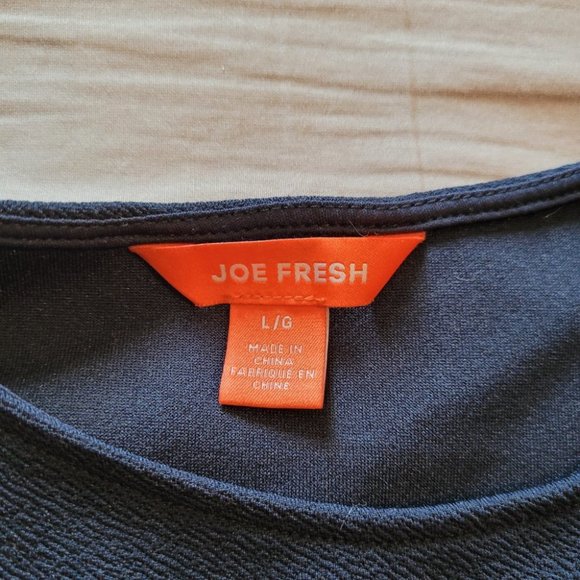 Large Joe Fresh Navy Mini Dress with Ruffle Cap Sleeves - Picture 3 of 7